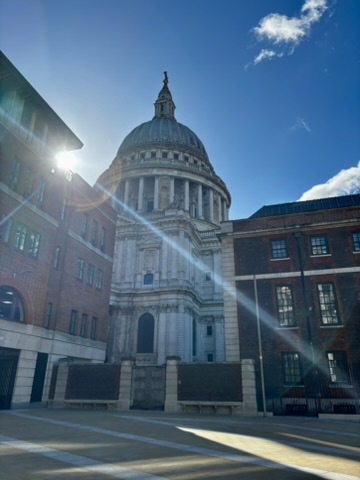 St Paul's Cathedral in London in a beam of sunlight